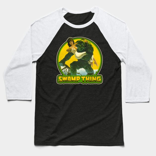 Swamp Thing Baseball T-Shirt by darklordpug